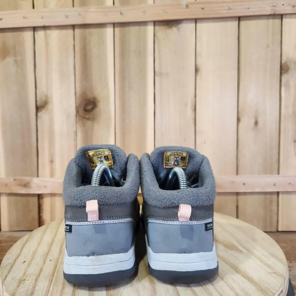 KEEN Kootenay III Mid WP Youth 6 Gray Leather Waterproof Fleece Winter Snow